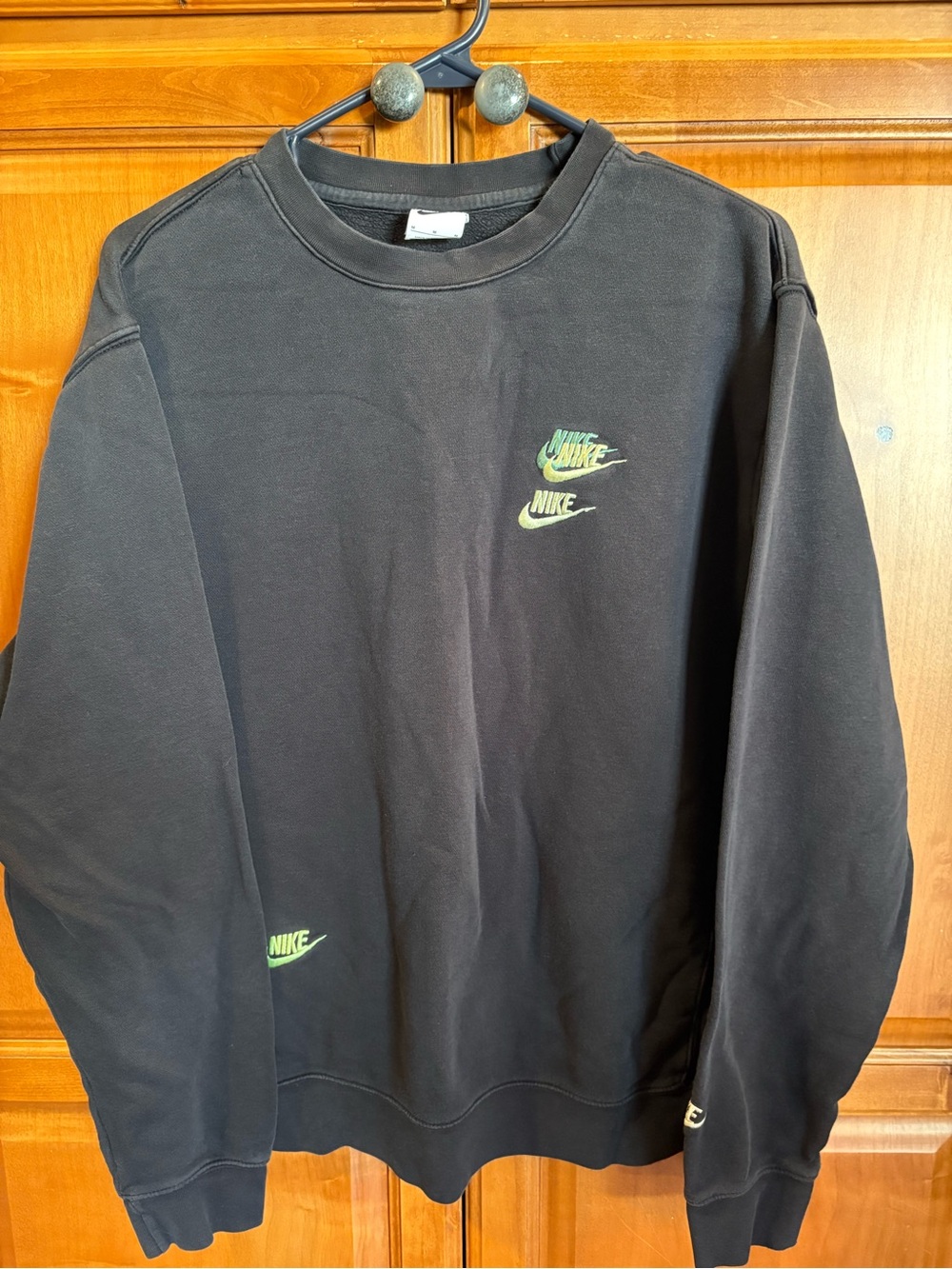 Nike Men’s Black Crewneck Sweatshirt with Neon Logos